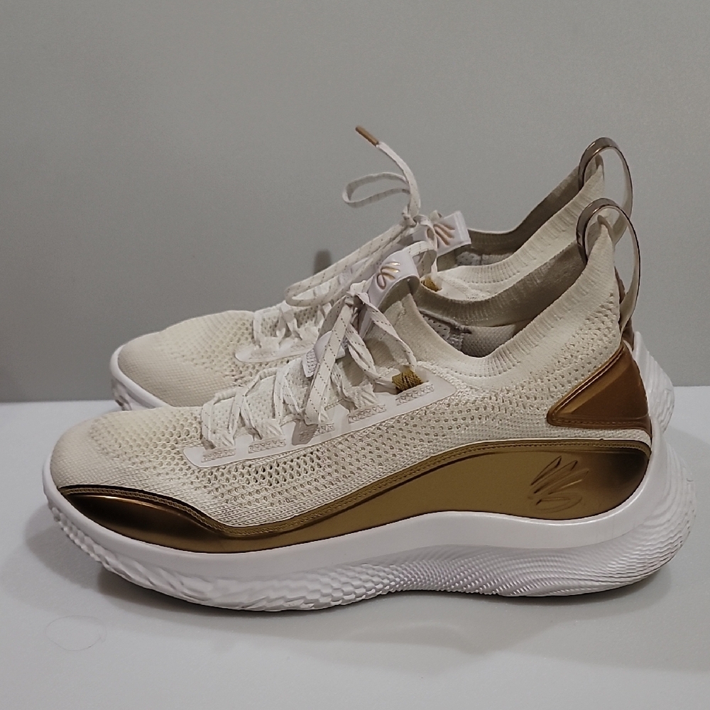 Curry Under Armor Flow 8 Sneakers w/ Gold Accents Size 12 M 13.5 W US EU 46 - Picture 2 of 16
